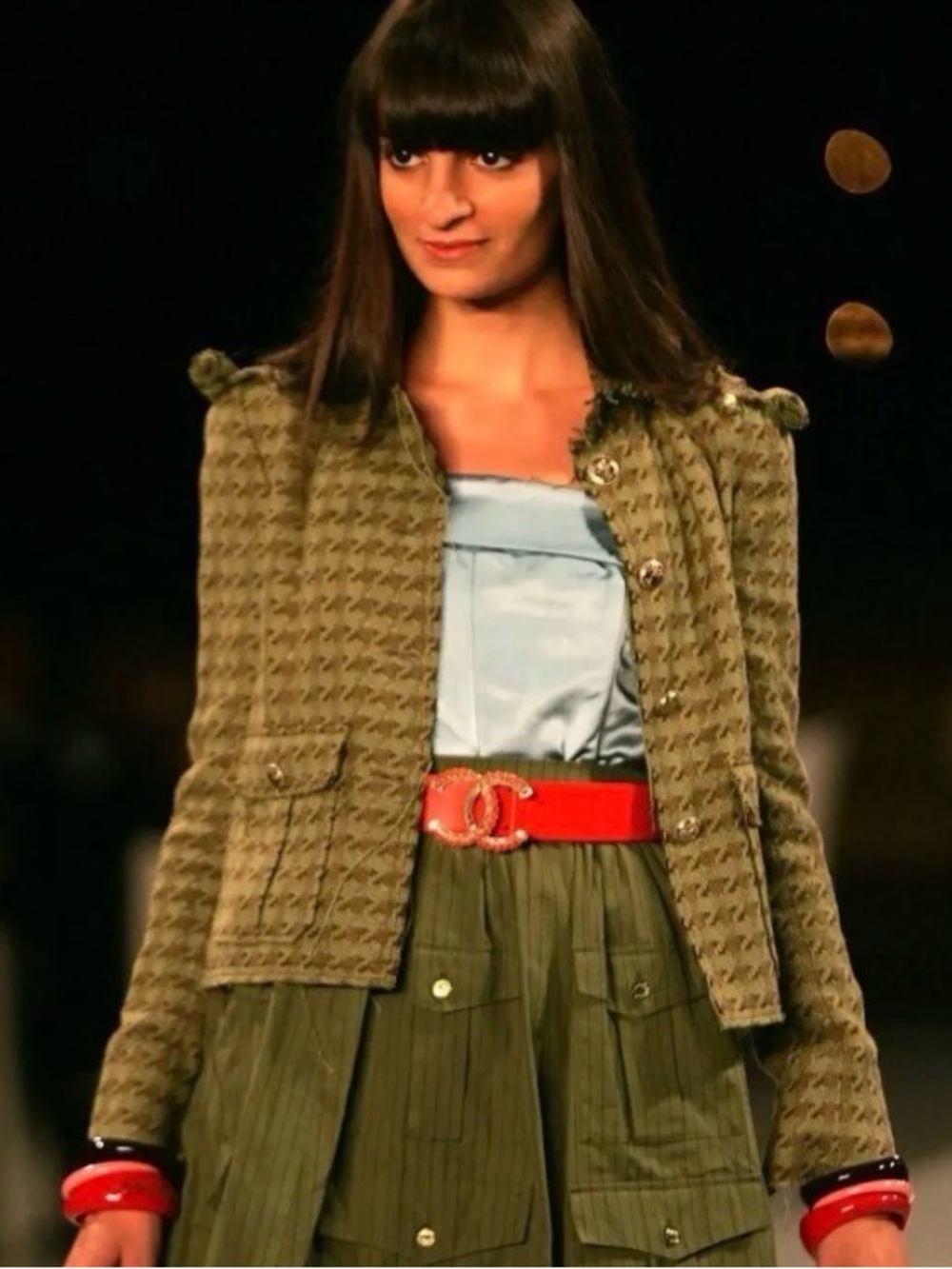 CHANEL Runway Resort 2008 Olive Green Houndstooth Blazer - Karl Lagerfeld